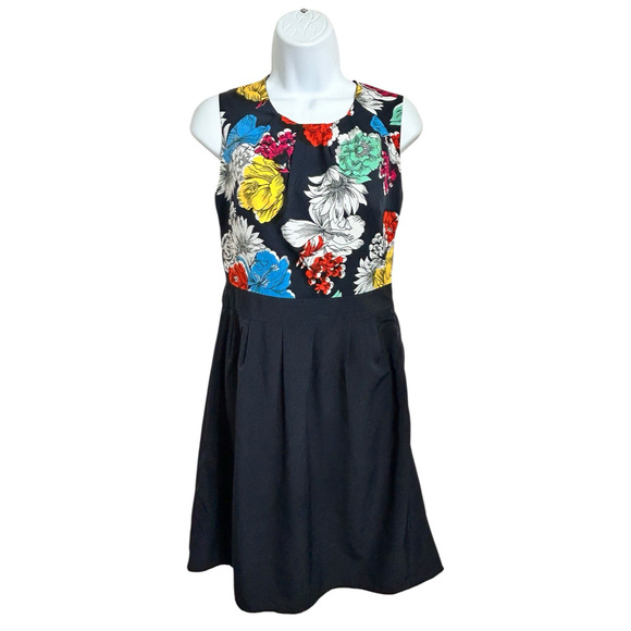 Banana Republic Navy Floral Dress Fit & Flare Sz 2 Lined Sleeveless Knee Length - Picture 10 of 10